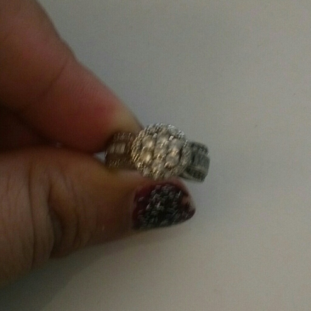 Beautiful cluster white sapphire engagement ring